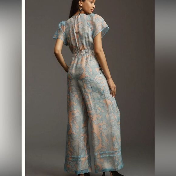 Anthropologie The Somerset Floral Print Jumpsuit Silk Organza Edition - Picture 3 of 7